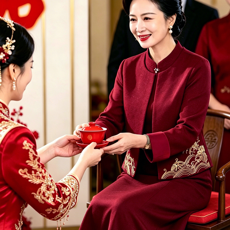 2026 Autumn/Winter Two-Piece Dress Set for Mother of the Bride, High-End Top and Jacket for Mother-In-Law, Traditional Chinese Style Wedding Dress