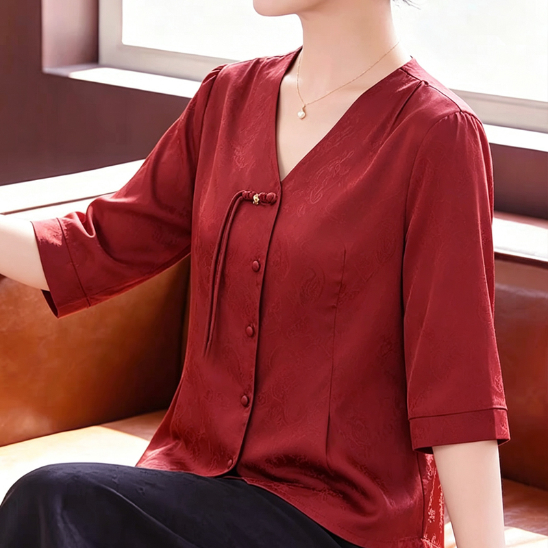 May Wedding Dress for Mother, Summer Shirt and Pants Set 2026, New Chinese-Style Top for Mother-In-Law's Wedding Banquet