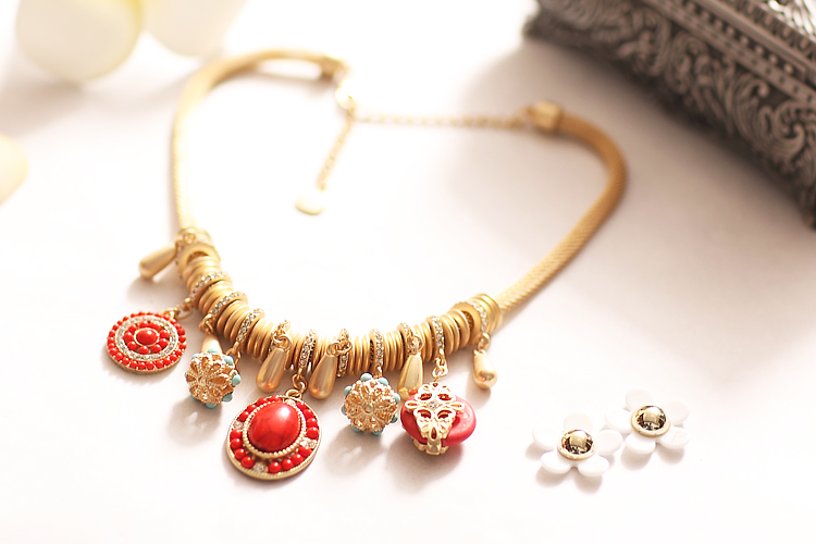 Alloy Fashion Geometric necklace(red) NHXW0117-red