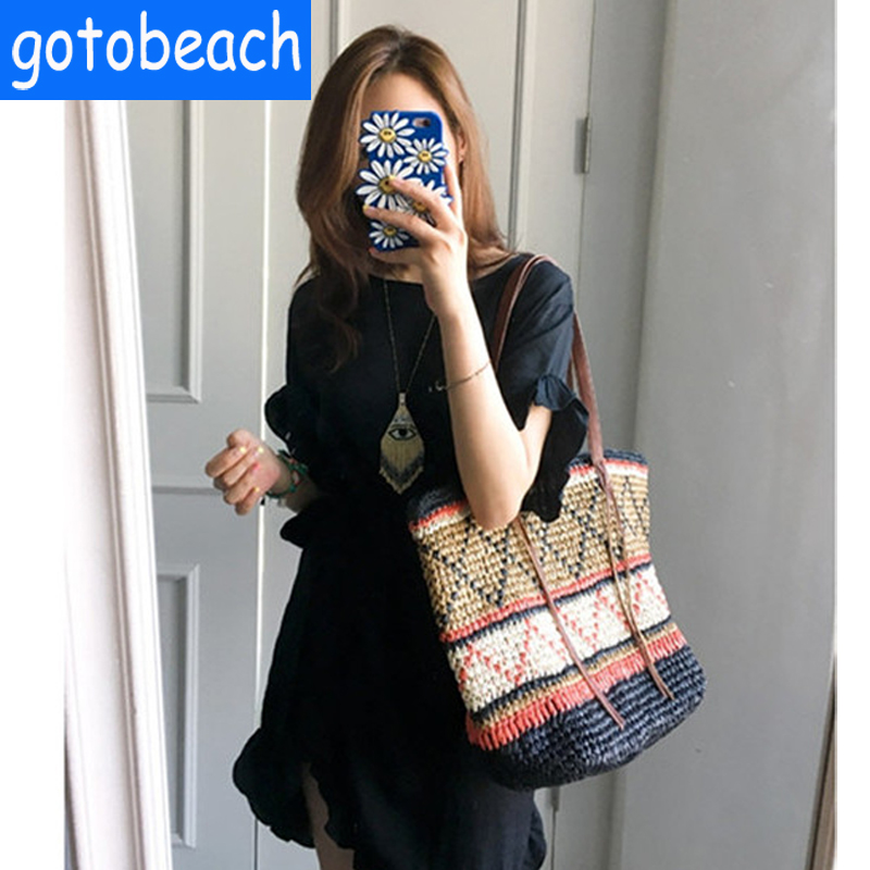 2021 new South Korean straw choreography handwoven beach bag handbag single shoulder bag women tourist holiday