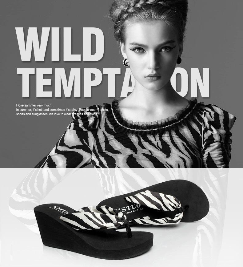 Plastic Fashionflip flop(Black Zebra Pattern - 5 yards) NHXW0134-Black Zebra Pattern - 5 yards