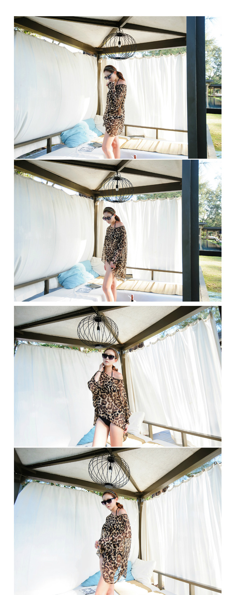 Chiffon FashionBikini(Deep coffee leopard print) NHXW0071-Deep coffee leopard print