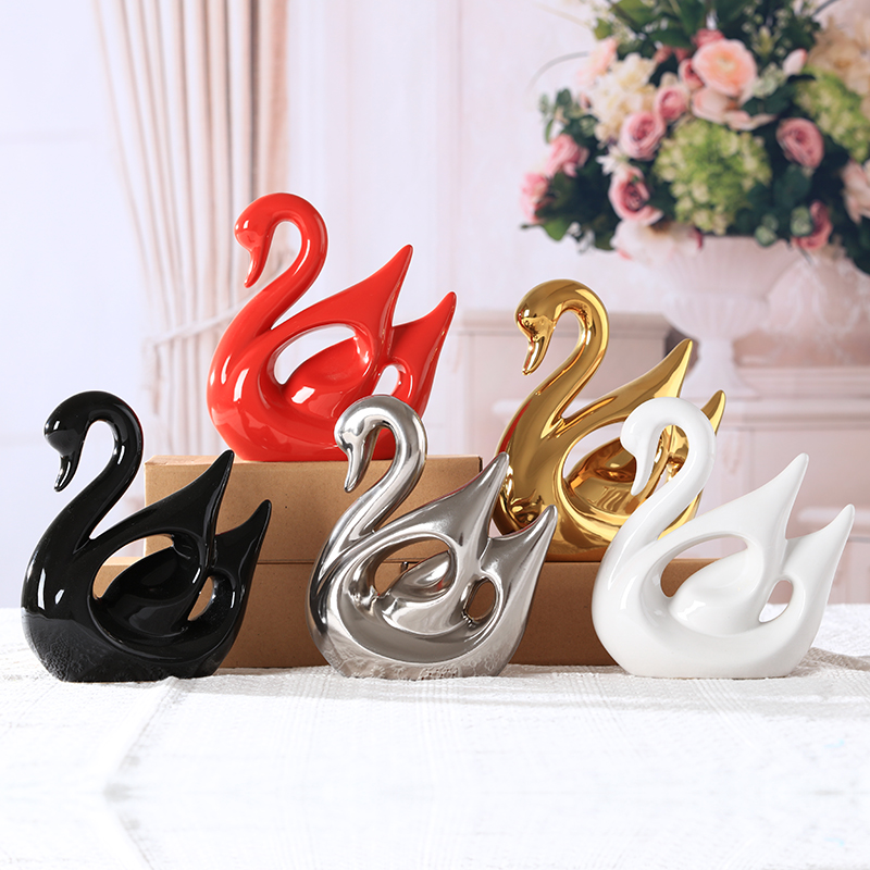 Gold swan furnishing articles wedding gift for wedding gifts ceramic household to decorate the sitting room TV ark, creative valentine 's day