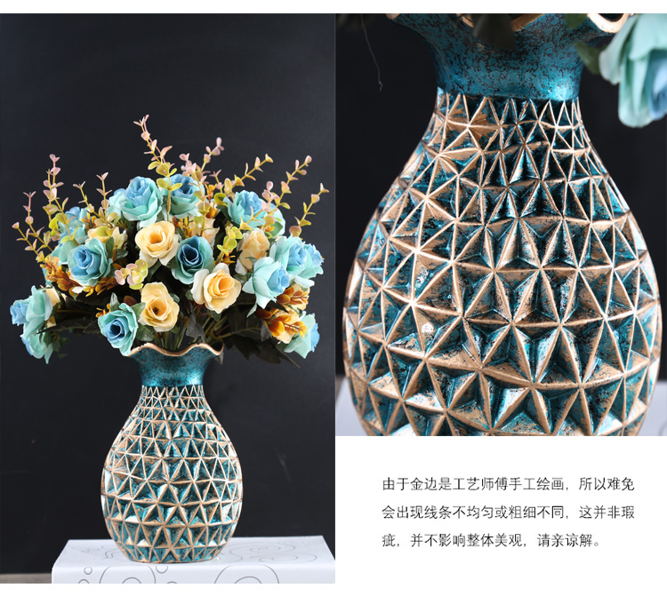 European vase sitting room dry flower arranging flowers ceramic furnishing articles American bedroom table household light key-2 luxury decoration