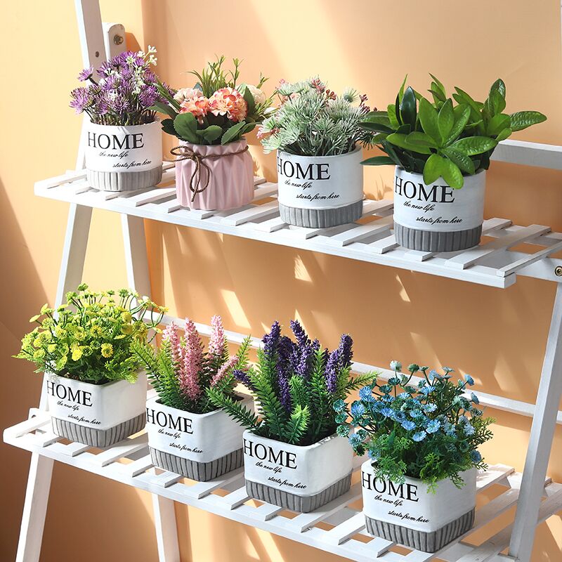 The sitting room TV cabinet table bonsai The plants indoor decorative ceramic pot small green plant simulation artificial flowers furnishing articles