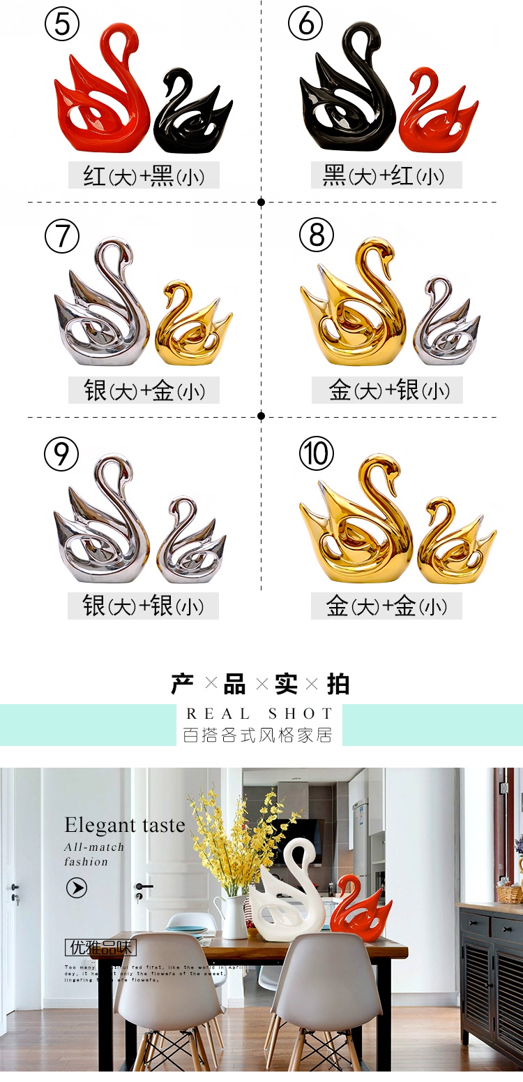 Gold swan furnishing articles wedding gift for wedding gifts ceramic household to decorate the sitting room TV ark, creative valentine 's day