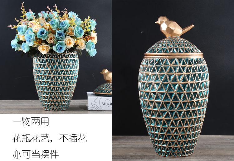 Contracted and I and fashionable ceramic floor living room joker furnishing articles European - style flowers creative large vases, silk cloth