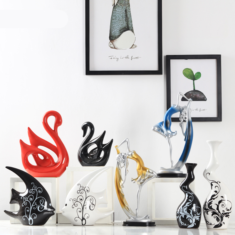 Fashion lovers swan, contracted Fashion home decoration ceramic crafts wine silver black swan, furnishing articles