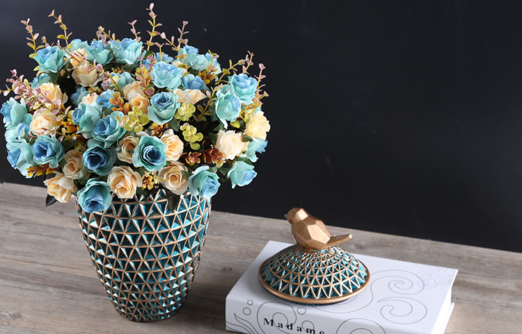 European vase sitting room dry flower arranging flowers ceramic furnishing articles American bedroom table household light key-2 luxury decoration