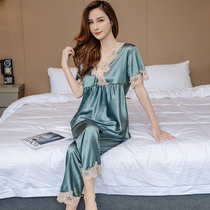 Summer Ice Silk Girls Pyjamas 2022 New Short Sleeves Senior Feel Two Suits Summer Thin silk home clothes
