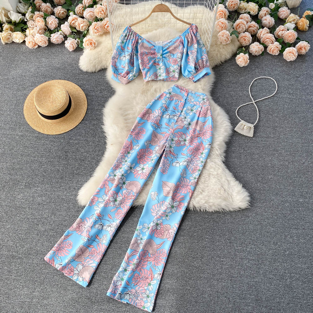 Daily Women's Vacation Printing Spandex Polyester Printing Pants Sets Pants Sets display picture 1