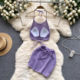 Seaside vacation style sexy knitted halter neck camisole straps hollow bag hip skirt pure desire babes suit female