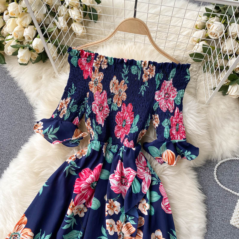 Abito da donna con volant irregolare a maniche corte - Ame Morena