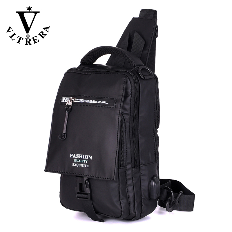 Multifunctional breast bag male waterproof canvas skinned bag USB charging port outdoor casual Han shoulder-strapped carry bag tide