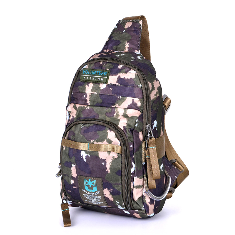 Military Industry Camouflated Chest Bag Men Fashion Tide Tactics Outdoor Waterproof Canvas Chest Front Bag Single Shoulder Diagonal Satchel Bag Sport