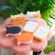 Mint Shito Mengmengda cat dishwashing towel Japanese dishwashing brush cleaning cloth sponge double-sided pet bowl
