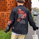 Thu / Đông nam denim jacket in màu đỏ ròng với 2019 mới in sinh viên đẹp trai áo khoác áo khoác lỏng lẻo.