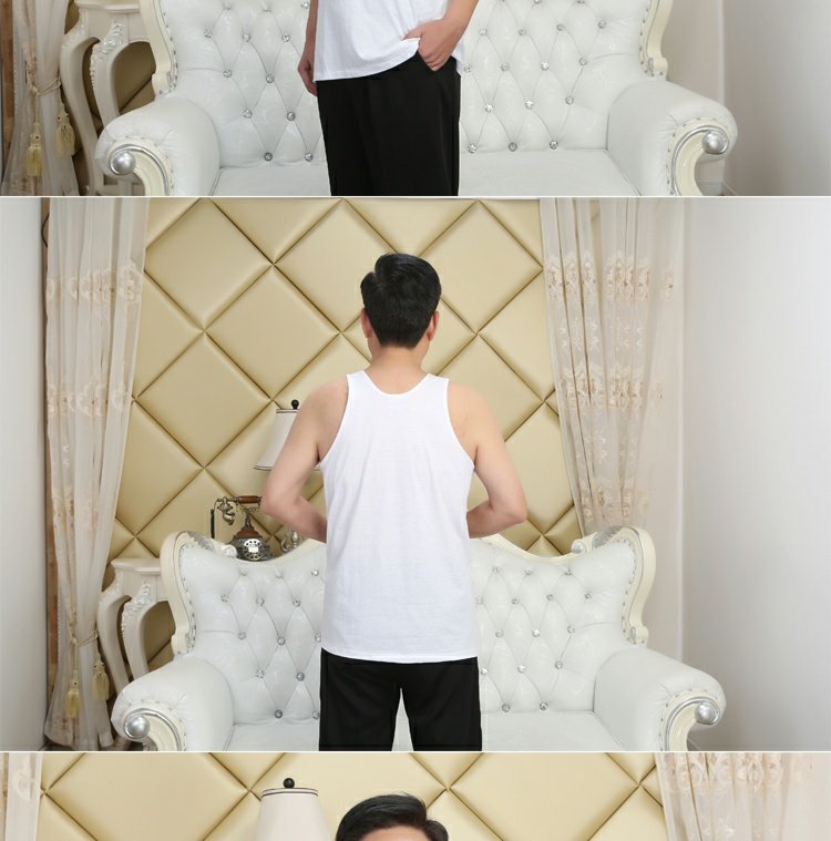Mùa hè trung niên nam cotton cũ không tay áo vest trắng tay màu xám áo lót nam dài tay