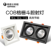 LED bold light opening 10*10 spotlight 12*24 double head 14*29 Embedded three head grille light 16*46cm