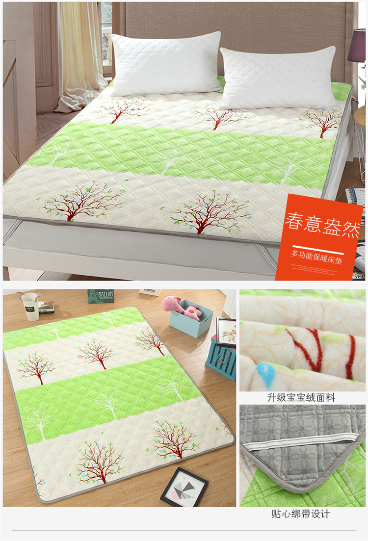 bộ đồ giường flannel nệm pad đệm trở lại phần phụ mỏng nệm giường là 1,5 m 1,8 m 1,2 nệm Coral - Nệm cao su tổng hợp