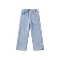 TeenieWeenie Kids 24 Autumn Girls Elastic Waist Loose Straight Slit Jeans
