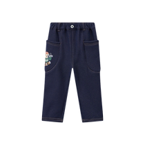 TeenieWeenie Kids 24 autumn and winter new baby boy printed imitation denim silver fox velvet trousers