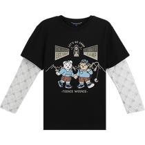 Parent-child clothing-TeenieWeenieKids bear childrens clothing girls 23 summer sports outdoor fake two-piece T-shirt