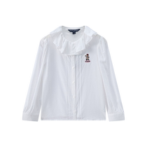 TeenieWeenie Kids 24 autumn new girls embroidered pleated lapel solid color shirt