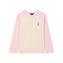 TeenieWeenie Kids 24 autumn and winter antibacterial fashion contrasting raglan embroidered T-shirt for boys and girls