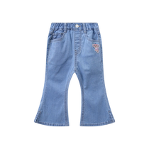 TeenieWeenie Kids Bear Childrens Wear 24 Autumn Baby Girl Cute Patch Embroidered Flare Pants Jeans