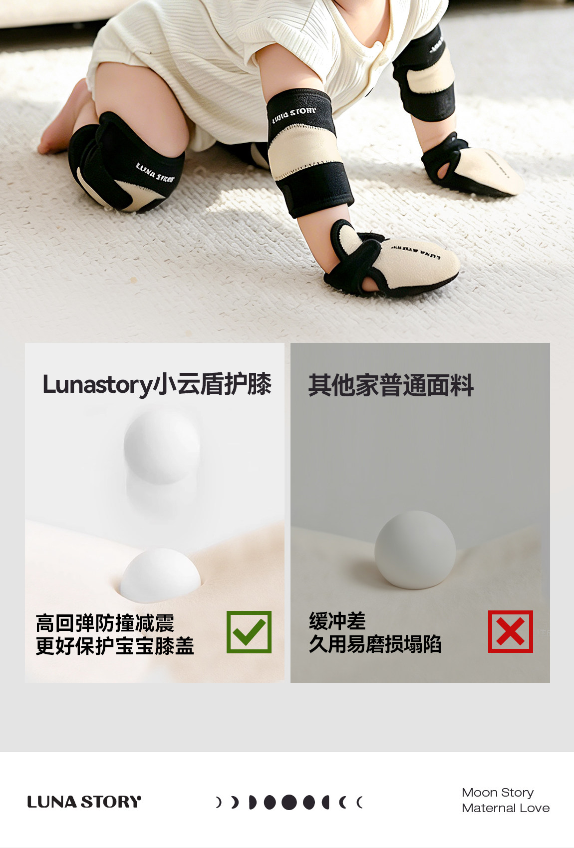 lunastory护膝婴儿爬行护肘装备防滑儿童宝宝学步膝盖护具防勒 — 7