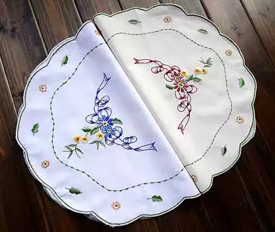 Foreign trade polyester blended embroidery American retro fabric placemat vase pad armrest towel 35x45CM two-color value-added