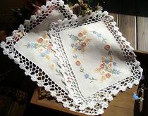 Foreign trade linen hand embroidered vintage pastoral placematte plate mat decorative mat flower language value boutique