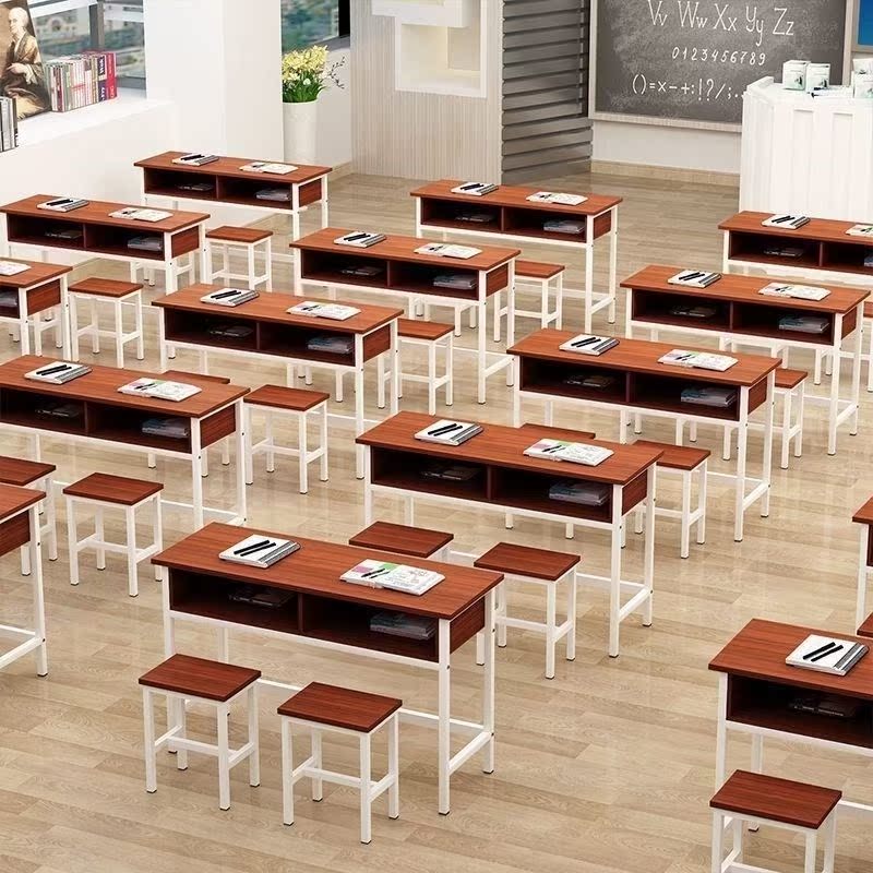 Home simple round tutoring class single with drawer mechanism double tutoring class desks and chairs calligraphy children Solid Wood