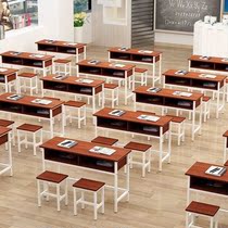 Home simple round tutoring class single with drawer mechanism double tutoring class desks and chairs calligraphy children Solid Wood