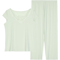 Embrys counter new product modal short-sleeved v-neck womens home wear set jasmine polyphenol pajamas EL00729