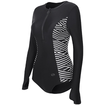 Embrys counter new product womens long-sleeved one-piece triangle swimsuit professional slimming printed swimwear ES00247