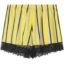 Embry spring and summer new pure cotton thin lace pajamas womens striped short home pants EL00539
