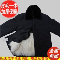 Sheepskin coat Fur one-piece lamb fur coat Male middle-aged Northwest whole skin winter cotton coat with velvet loose leather