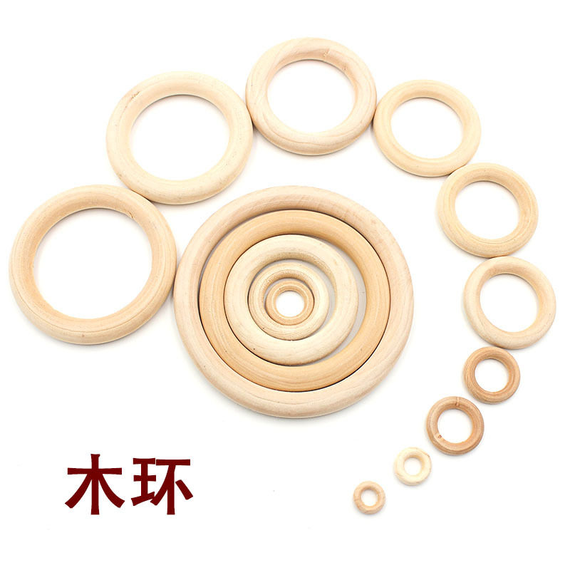 Spot manufacturer direct marketing original wood colour wood ring wood ring DIY ornament accessories Baby grindstone environmentally friendly round 1 2-10CM