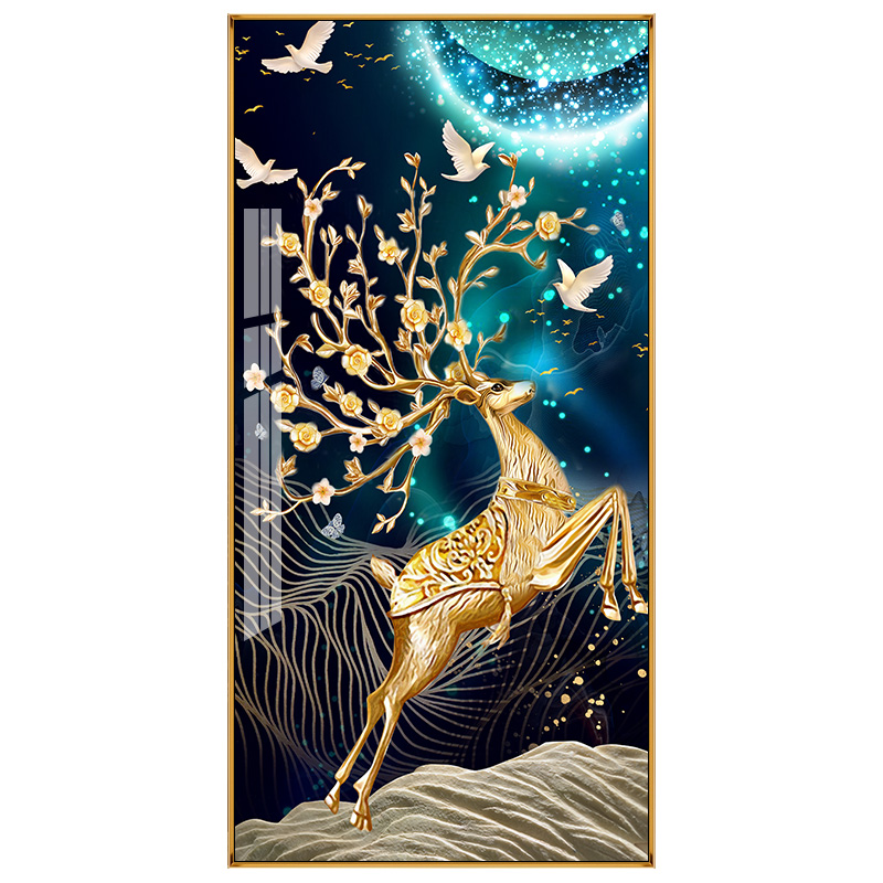 To embellish the crystal porcelain painting in painting the porch decoration as I and contracted sitting room corridor murals rich deer