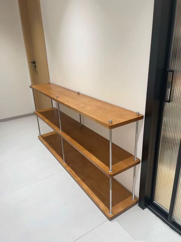 Solid Wood Storage Rack in the Same Style as Xiaohongshu, Multi-Layer Storage Bookshelf for Living Room, Balcony, Kitchen, Home, Antique-Style Bookshelf