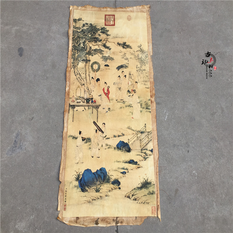 Antique antique Chinese painting famous calligraphy calligraphy and painting in the hall canvas strip banner living room decoration gift collection visit map