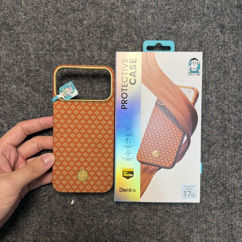 [New Year Limited Edition] Benks Gold 0kg Compatible with Apple 17 Pro Max Kevlar Magnetic Phone Case iPhone 17 Pro Year of the Horse Embossed Magsafe Carbon Fiber Kevlar Case