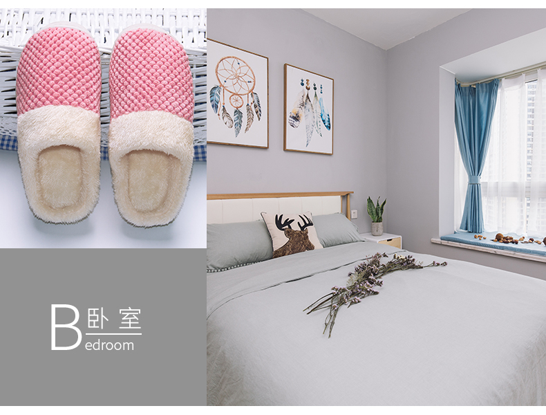 Dép cotton nữ 2019 mới dễ thương sang trọng mùa đông cộng với túi nhung với nhà Hàn Quốc phiên bản dép trượt nam - Trang chủ dep di trong nha