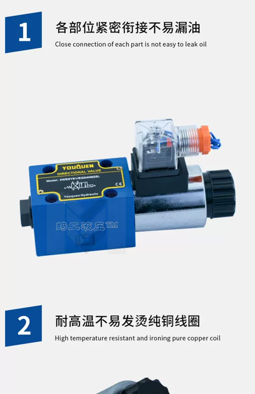 Rexroth loại van điện từ thủy lực đơn và đôi van đảo chiều van điều khiển điện 4WE6EDYJGH dòng DC24VAC220V van cân bằng áp suất thủy lực cấu tạo van điện từ thủy lực