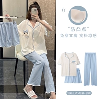 Синий комплект с бантиком, топ с чашечками, 3 предмета