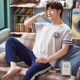 Summer thiết ngắn tay T-shirt mens nhà mặc ngắn tay 2020 bộ mới của bộ đồ ngủ bông cotton có thể mòn bên ngoài.