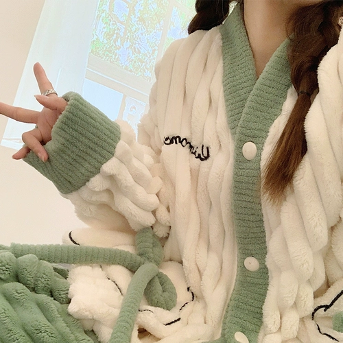 Пижама, демисезонный коралловый бархатный фланелевый комплект, популярно в интернете