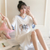 Pajama nữ mùa hè bông mỏng ngắn tay lỏng cỡ lớn quần áo nhà mùa hè sinh viên dễ thương ròng đồ ngủ pop đỏ. 